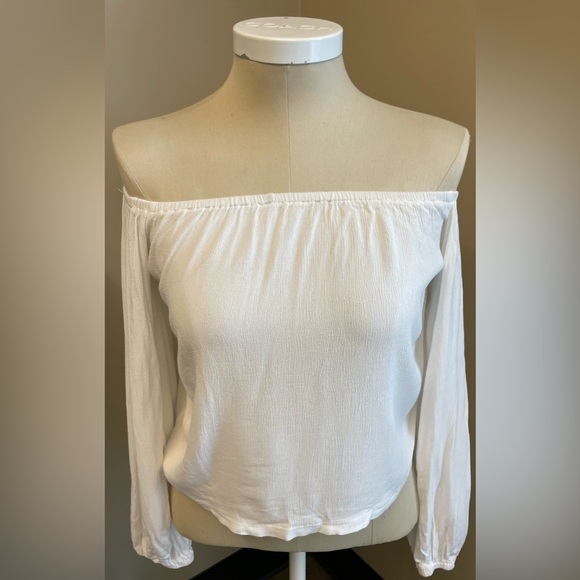 SHEIN off the shoulder long sleeve white long sleeve womens top blouse size 4 - Picture 2 of 7